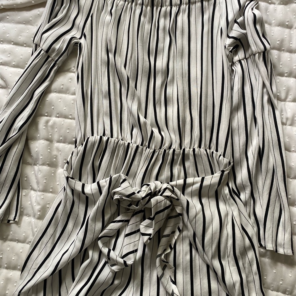 striped strapless romper